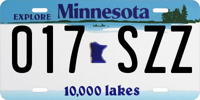 MN license plate 017SZZ