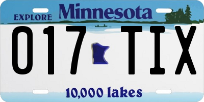 MN license plate 017TIX