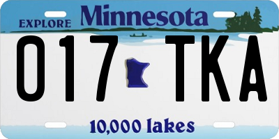 MN license plate 017TKA