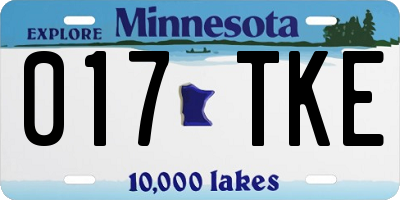 MN license plate 017TKE