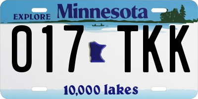 MN license plate 017TKK