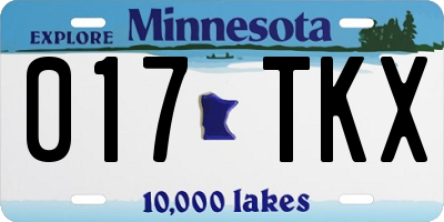 MN license plate 017TKX
