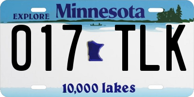 MN license plate 017TLK