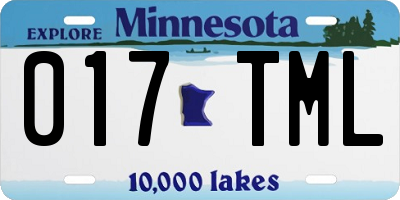 MN license plate 017TML