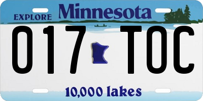 MN license plate 017TOC