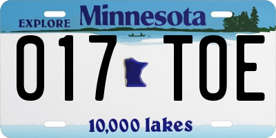 MN license plate 017TOE