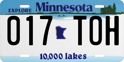 MN license plate 017TOH