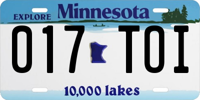 MN license plate 017TOI