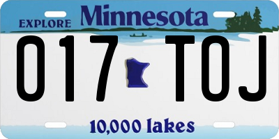 MN license plate 017TOJ
