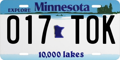 MN license plate 017TOK