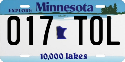 MN license plate 017TOL