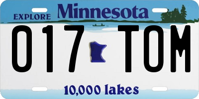 MN license plate 017TOM