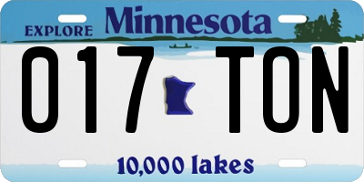 MN license plate 017TON
