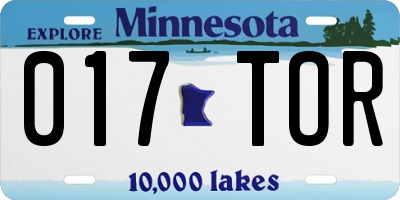 MN license plate 017TOR