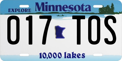 MN license plate 017TOS