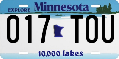 MN license plate 017TOU
