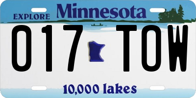 MN license plate 017TOW