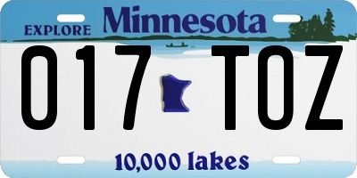 MN license plate 017TOZ