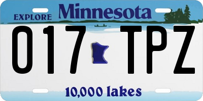 MN license plate 017TPZ