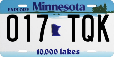 MN license plate 017TQK