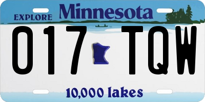 MN license plate 017TQW