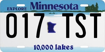 MN license plate 017TST