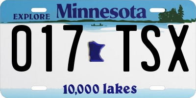 MN license plate 017TSX