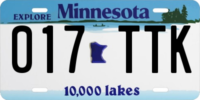 MN license plate 017TTK