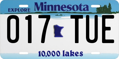 MN license plate 017TUE
