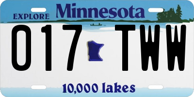 MN license plate 017TWW