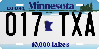 MN license plate 017TXA