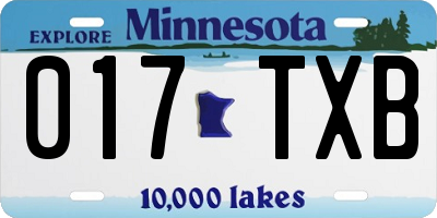MN license plate 017TXB