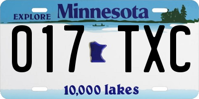 MN license plate 017TXC