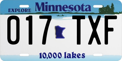 MN license plate 017TXF
