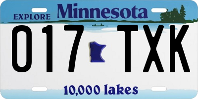 MN license plate 017TXK