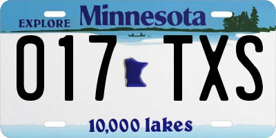 MN license plate 017TXS