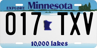 MN license plate 017TXV