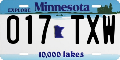 MN license plate 017TXW