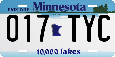 MN license plate 017TYC