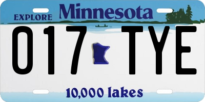 MN license plate 017TYE