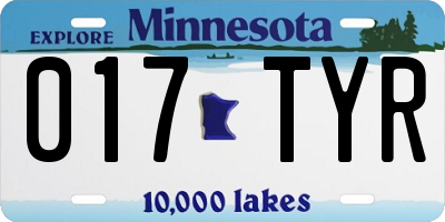 MN license plate 017TYR
