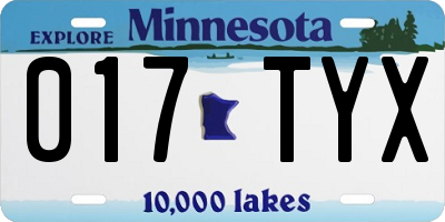 MN license plate 017TYX
