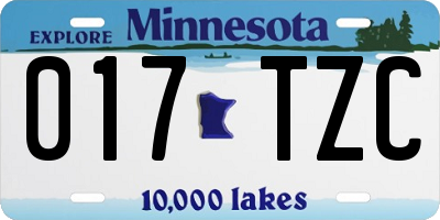 MN license plate 017TZC