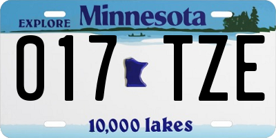 MN license plate 017TZE