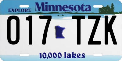 MN license plate 017TZK