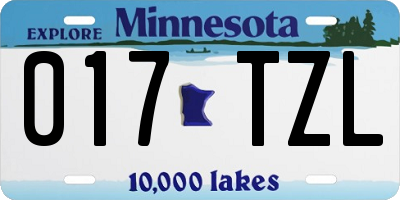 MN license plate 017TZL