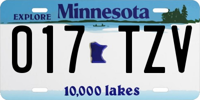 MN license plate 017TZV