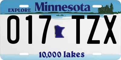 MN license plate 017TZX