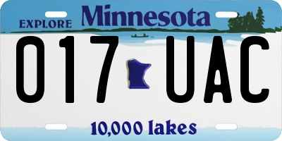 MN license plate 017UAC