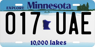 MN license plate 017UAE